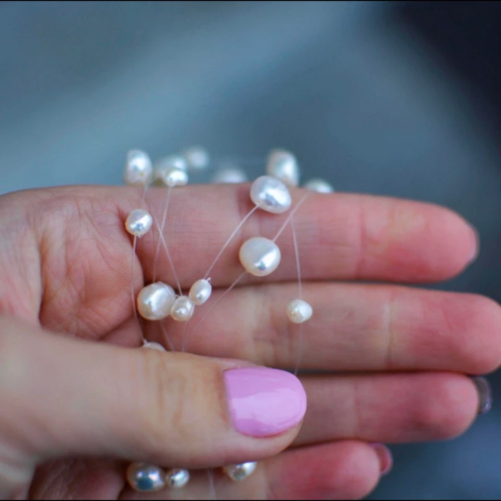 Triple Layer Cultured Baroque Pearl Necklace - Picture 5 of 14